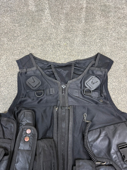 Ex Police Black Utility Vest Taser Pouches Security Patrol - Medium