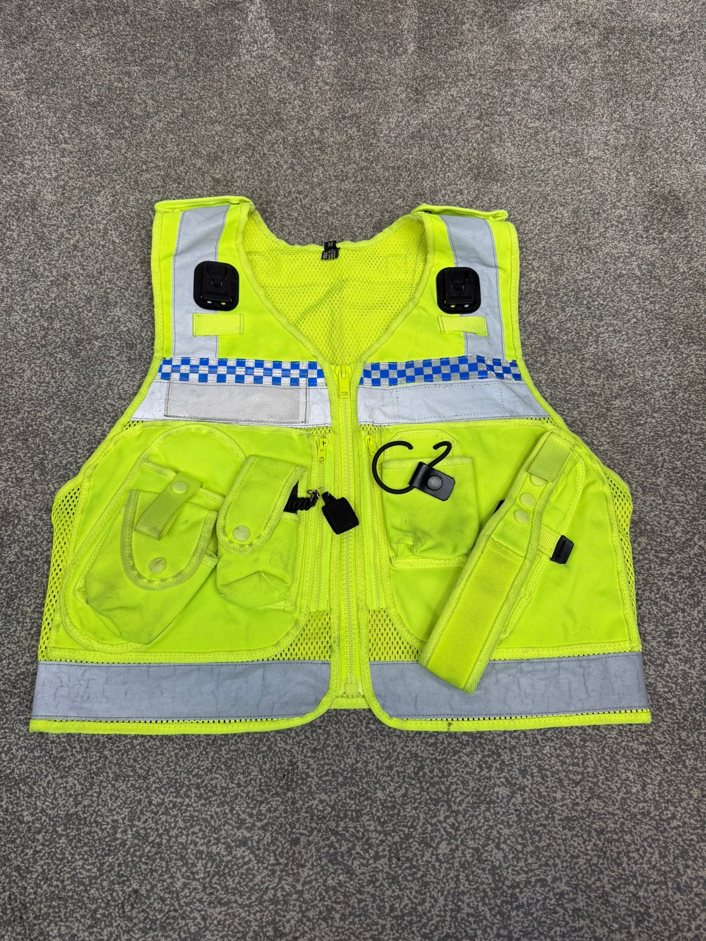 Ex Police Protec Tactical Vest Hi Vis Chequered Security Utility Patrol Vest - Medium