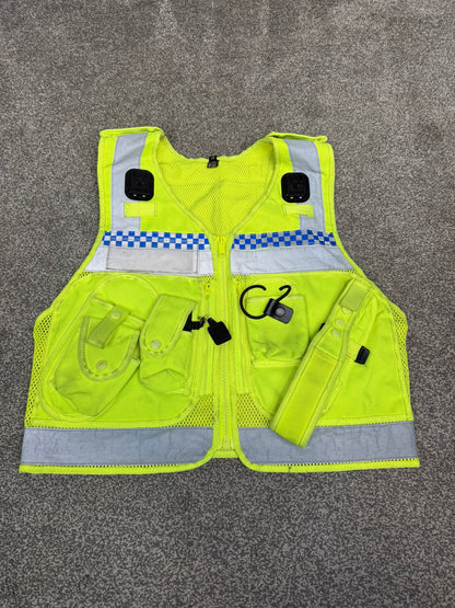 Ex Police Protec Tactical Vest Hi Vis Chequered Security Utility Patrol Vest - Medium