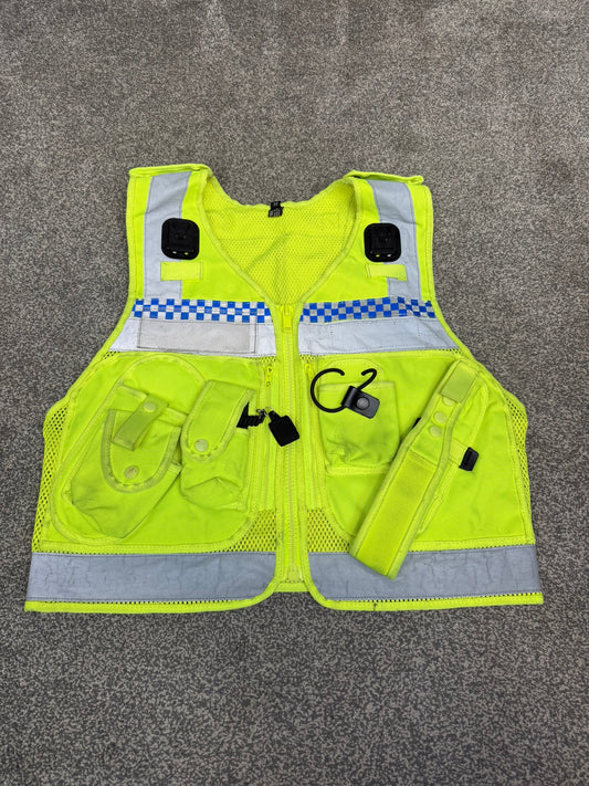 Ex Police Protec Tactical Vest Hi Vis Chequered Security Utility Patrol Vest - Medium