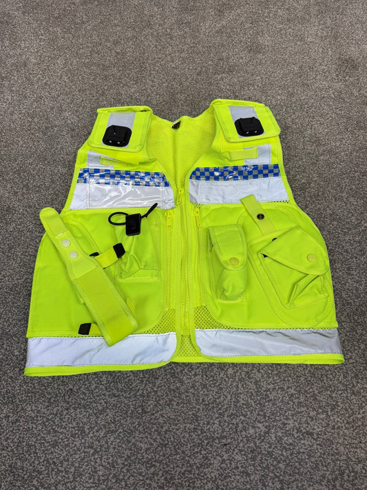 Ex Police Protec Tactical Vest Hi Vis Chequered Security Utility Patrol Vest - Small