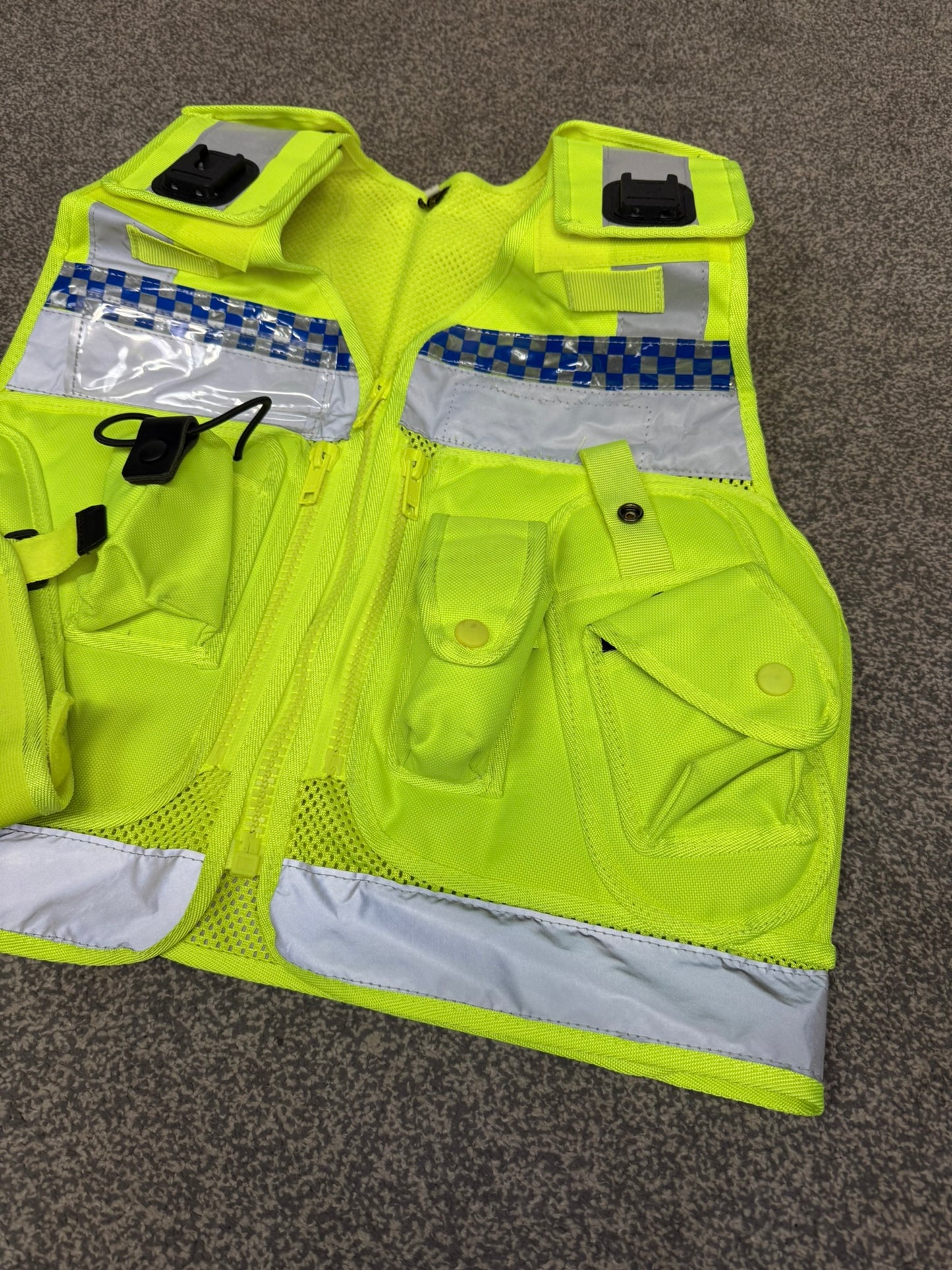 Ex Police Protec Tactical Vest Hi Vis Chequered Security Utility Patrol Vest - Small