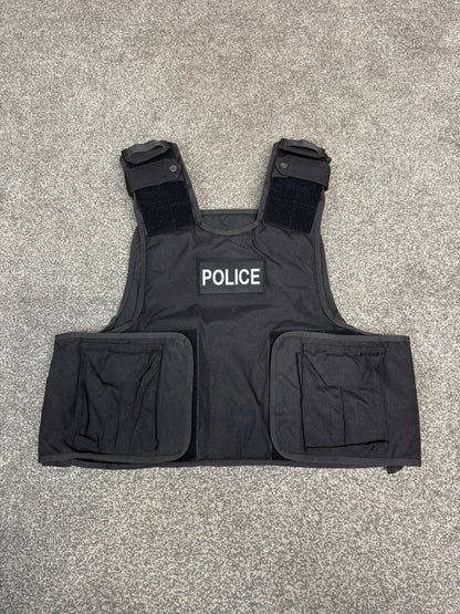 Ex Police Body Armour Cover BADGED Plate Carrier Vest L-XL Security Tactical Airsoft Paintball
