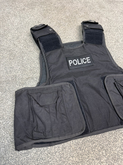 Ex Police Body Armour Cover BADGED Plate Carrier Vest L-XL Security Tactical Airsoft Paintball