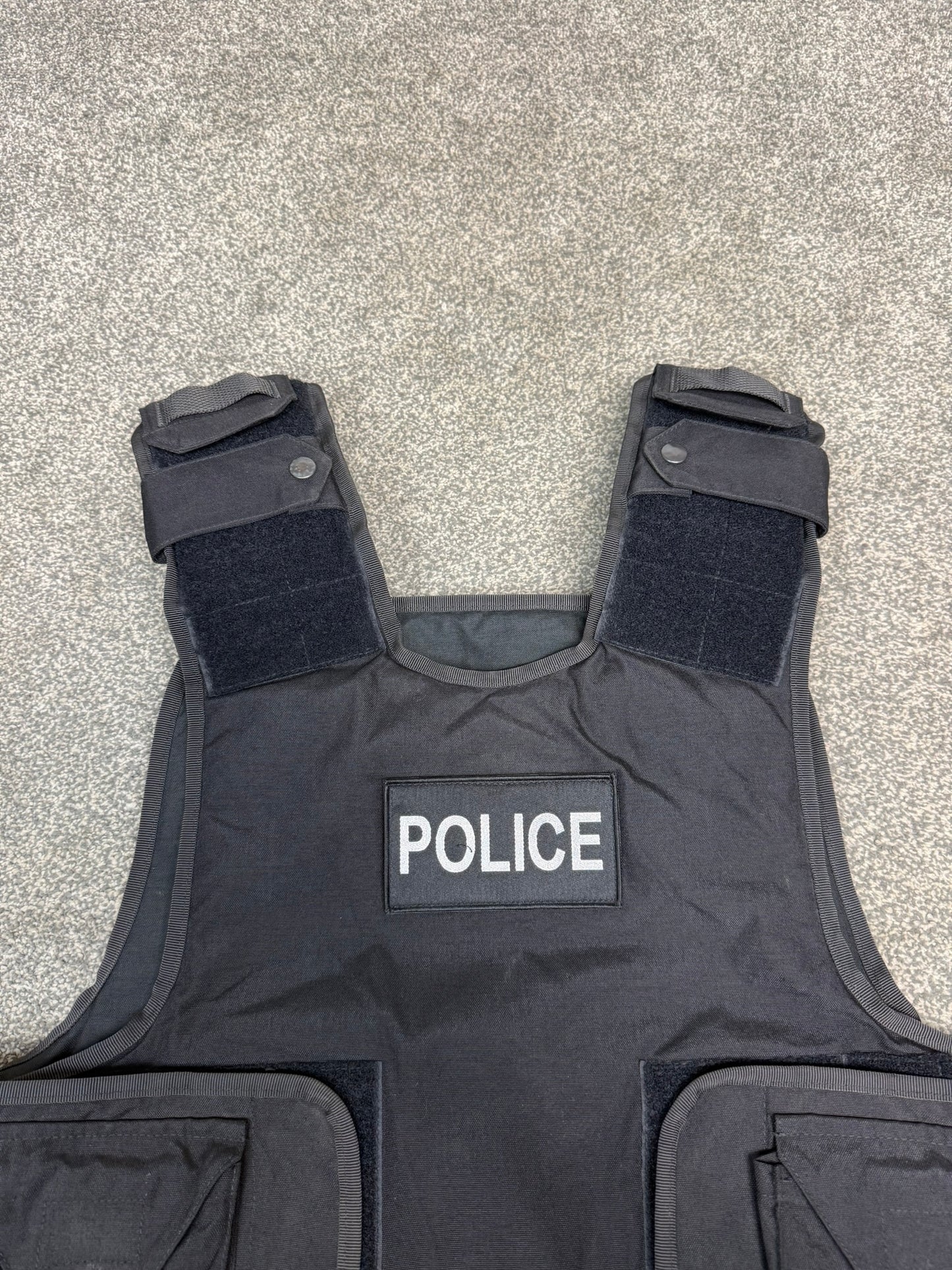Ex Police Body Armour Cover BADGED Plate Carrier Vest L-XL Security Tactical Airsoft Paintball