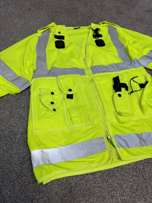 Ex Police Hi Vis Tactical Utility Vest Short & Long Sleeve LARGE Security Marshall