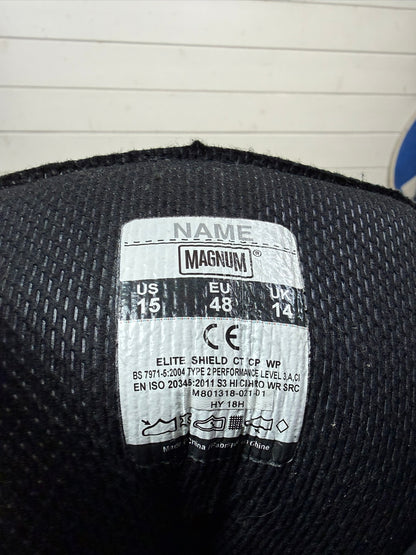 Ex Police Magnum Elite Shield Combat Boots Black Leather UK 14 Security Work
