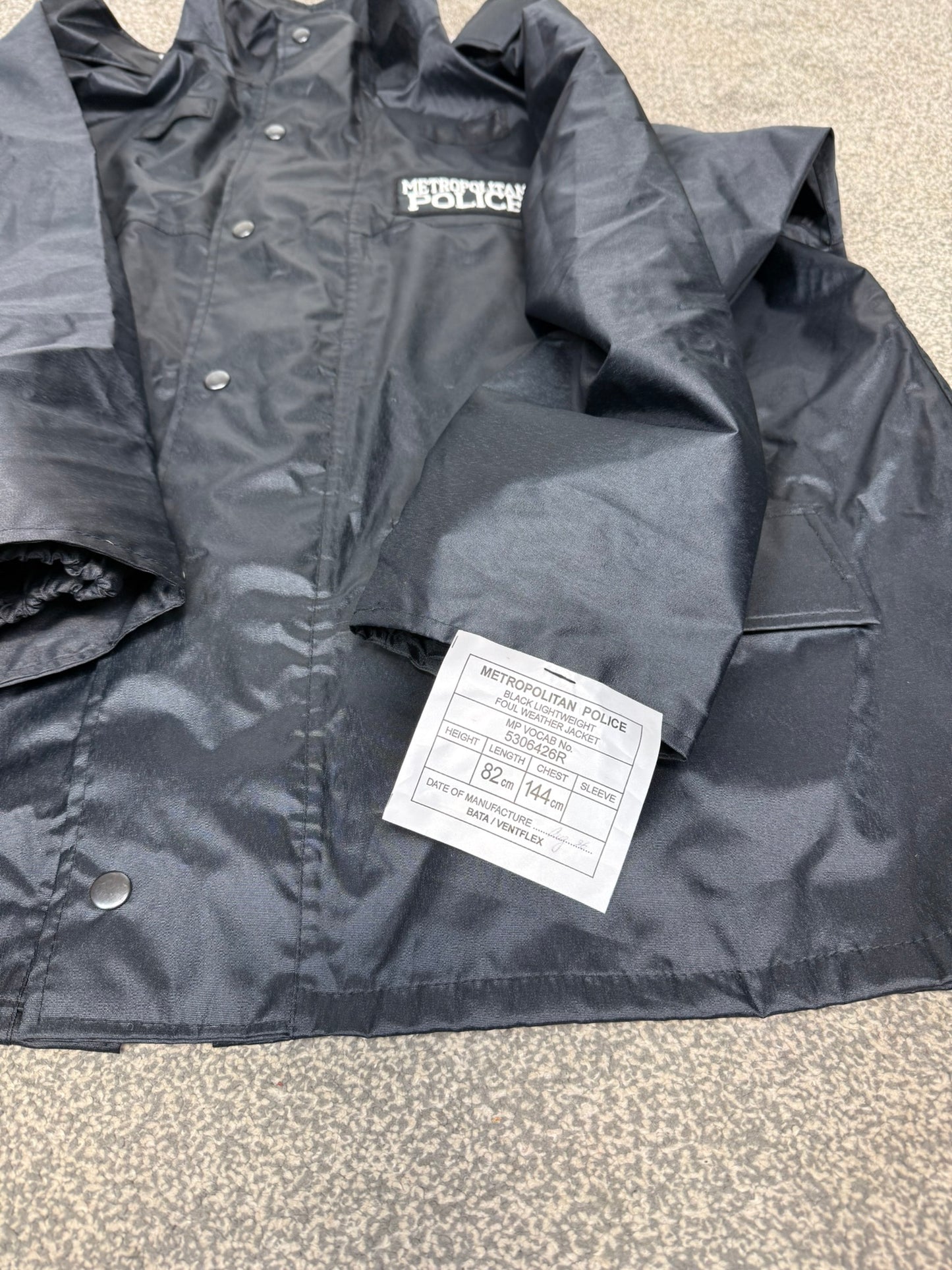 NEW Genuine Metropolitan Met Police Black Lightweight Jacket Collector Film Display