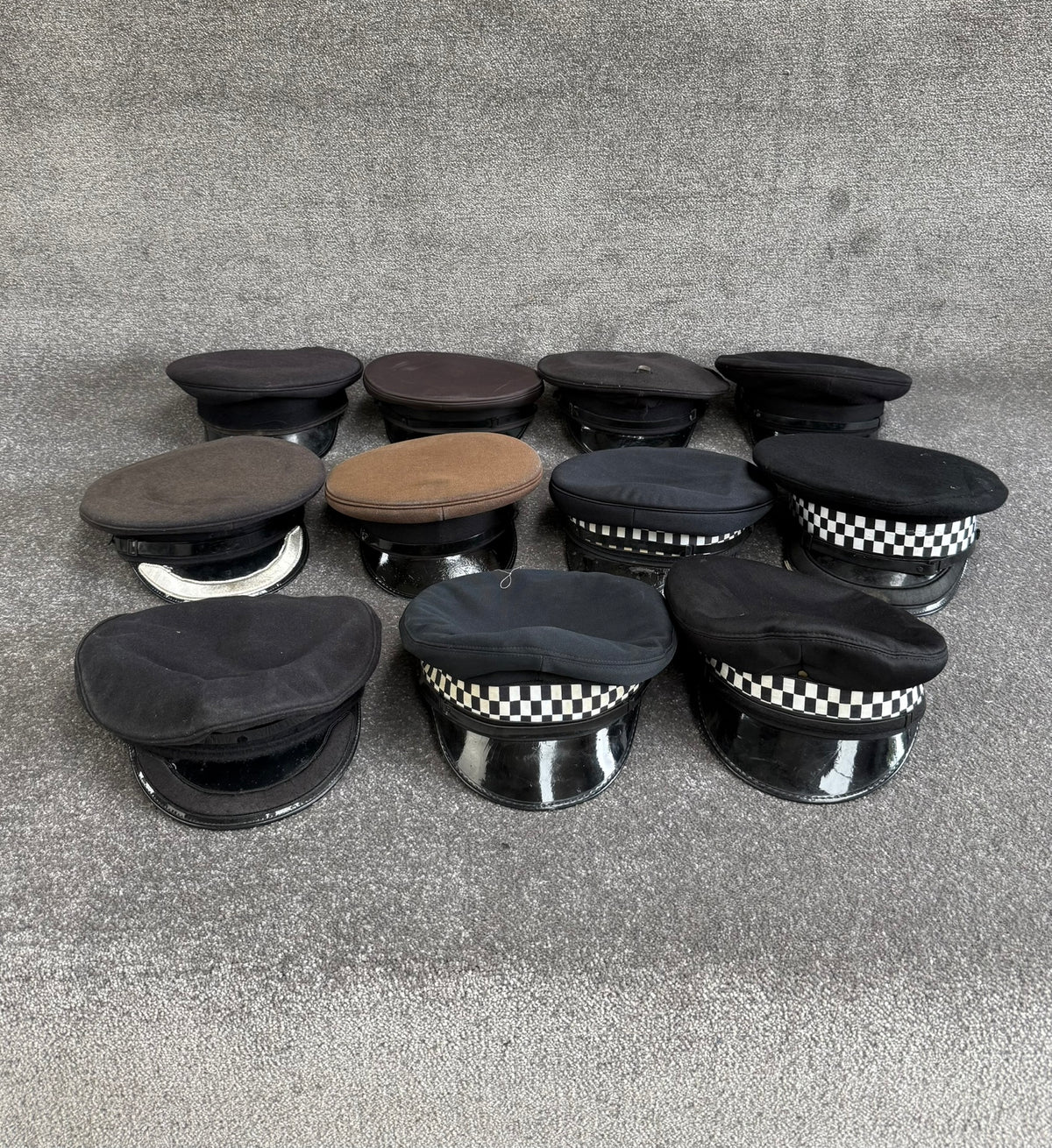 Ex Police Peak Cap Hat Job Lot x11 Theatre Headwear Uniform Film Prop Lot