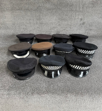 Ex Police Peak Cap Hat Job Lot x11 Theatre Headwear Uniform Film Prop Lot