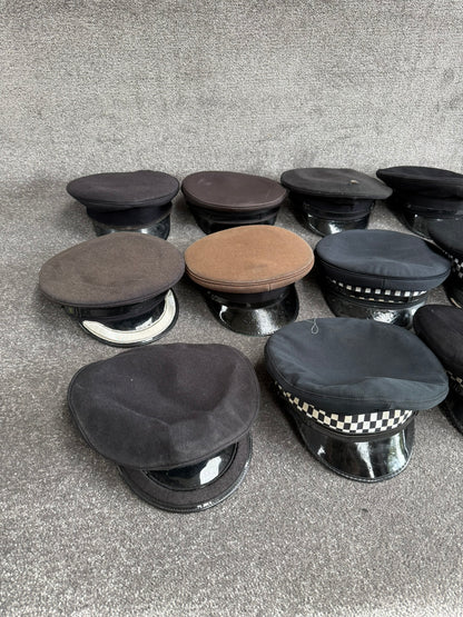 Ex Police Peak Cap Hat Job Lot x11 Theatre Headwear Uniform Film Prop Lot