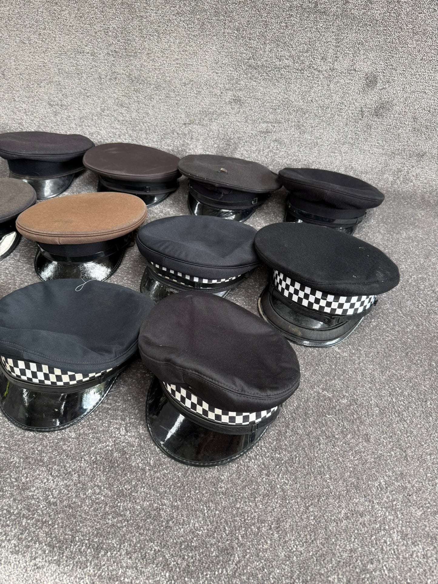 Ex Police Peak Cap Hat Job Lot x11 Theatre Headwear Uniform Film Prop Lot