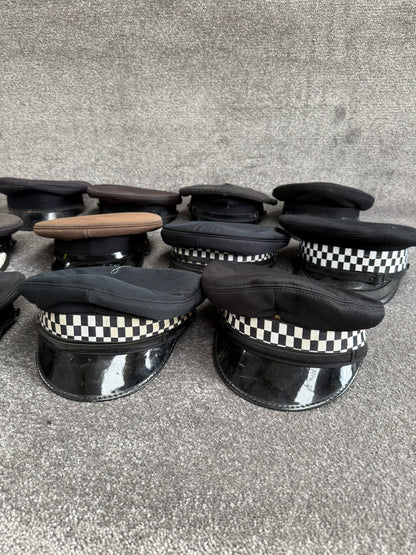 Ex Police Peak Cap Hat Job Lot x11 Theatre Headwear Uniform Film Prop Lot