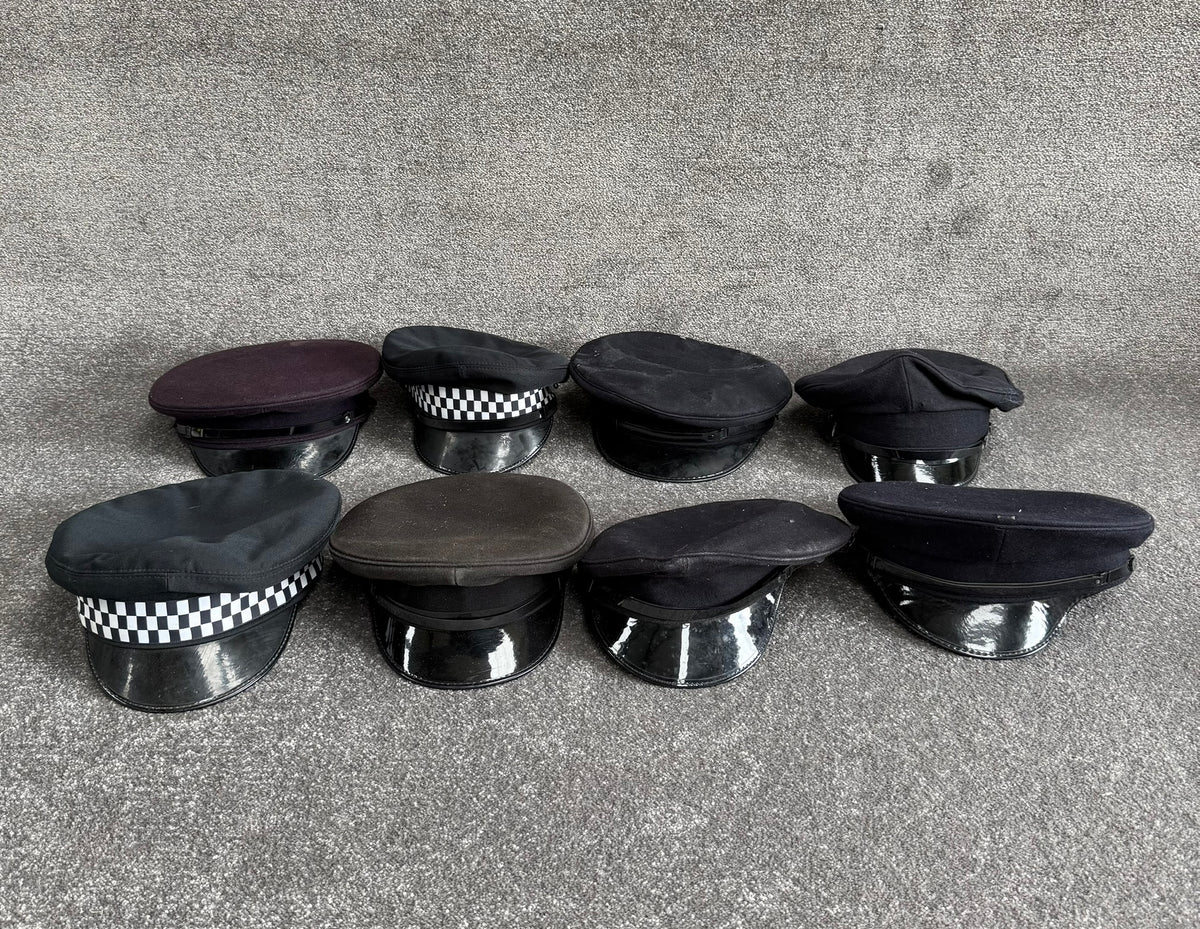 Ex Police Peak Cap Hat Job Lot x8 Theatre Headwear Uniform Film Prop Lot