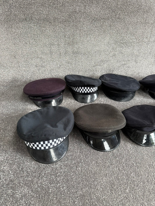 Ex Police Peak Cap Hat Job Lot x8 Theatre Headwear Uniform Film Prop Lot