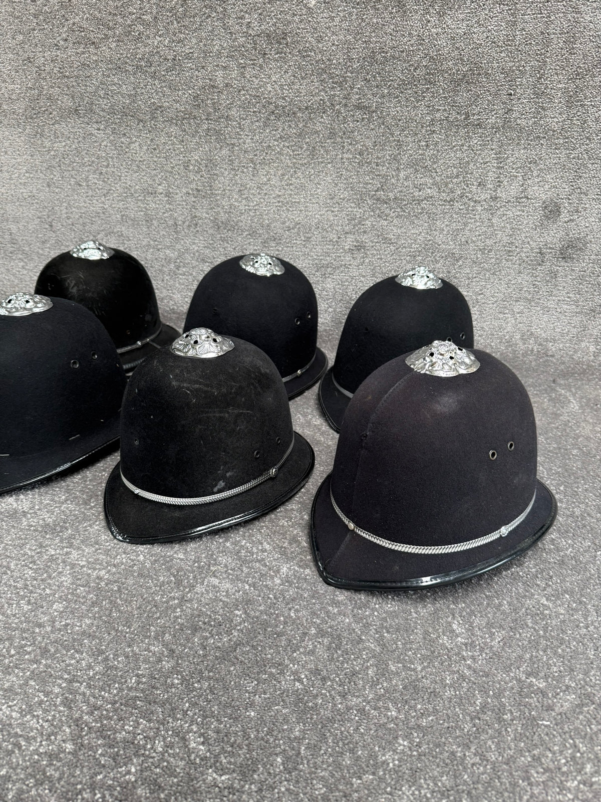6x Ex Police Bobby Helmet Custodian Helmet Job Lot Film Display Theatre
