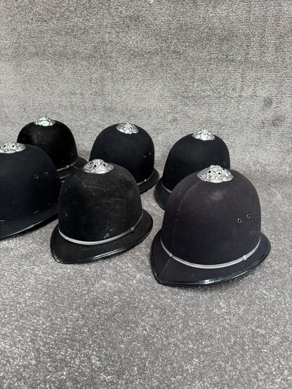 6x Ex Police Bobby Helmet Custodian Helmet Job Lot Film Display Theatre