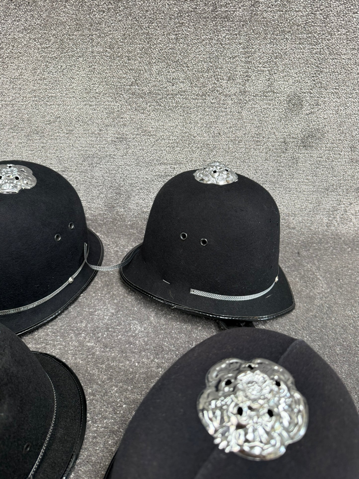 6x Ex Police Bobby Helmet Custodian Helmet Job Lot Film Display Theatre