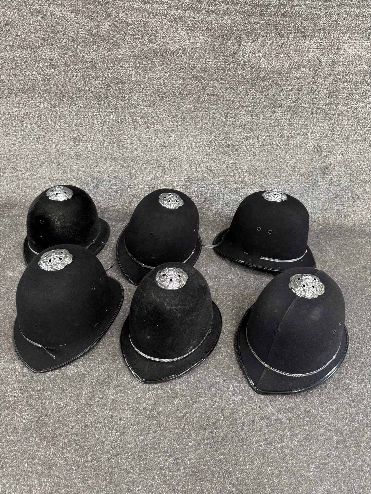 6x Ex Police Bobby Helmet Custodian Helmet Job Lot Film Display Theatre