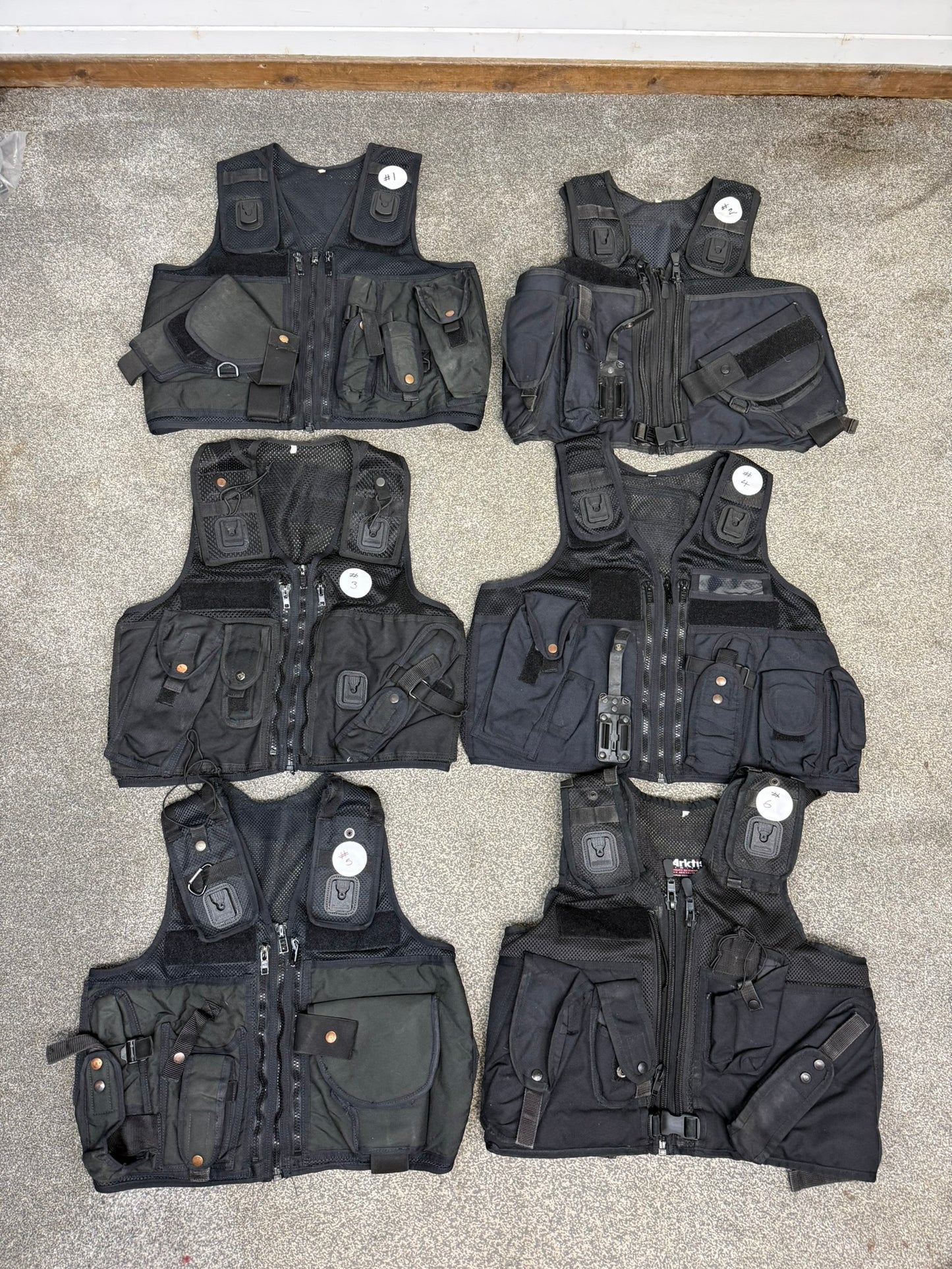 6x Ex Police Black Utility Tac Vest Job Lot Security Equipment Patrol Vests