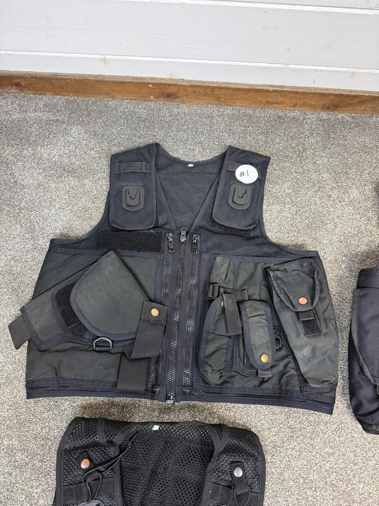 6x Ex Police Black Utility Tac Vest Job Lot Security Equipment Patrol Vests