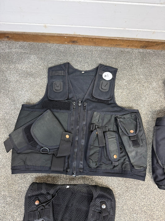 6x Ex Police Black Utility Tac Vest Job Lot Security Equipment Patrol Vests