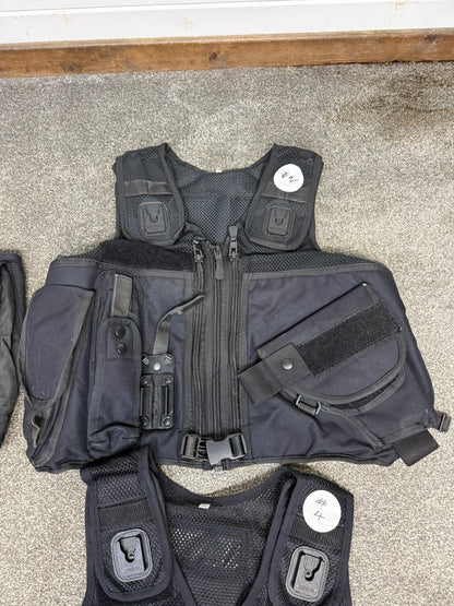 6x Ex Police Black Utility Tac Vest Job Lot Security Equipment Patrol Vests