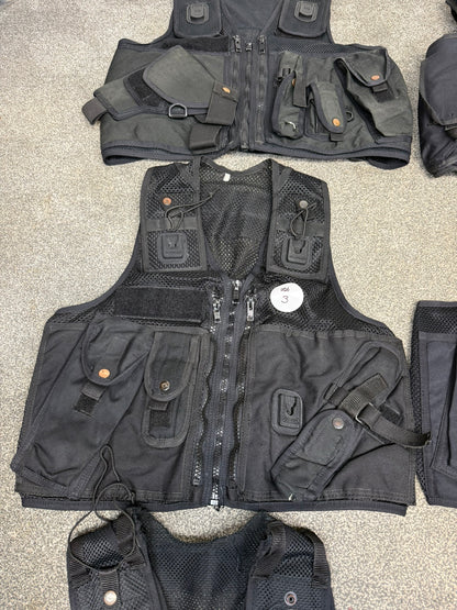 6x Ex Police Black Utility Tac Vest Job Lot Security Equipment Patrol Vests