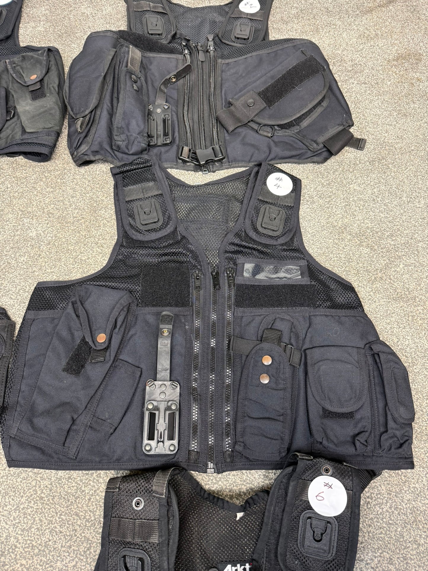 6x Ex Police Black Utility Tac Vest Job Lot Security Equipment Patrol Vests