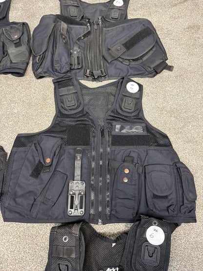 6x Ex Police Black Utility Tac Vest Job Lot Security Equipment Patrol Vests
