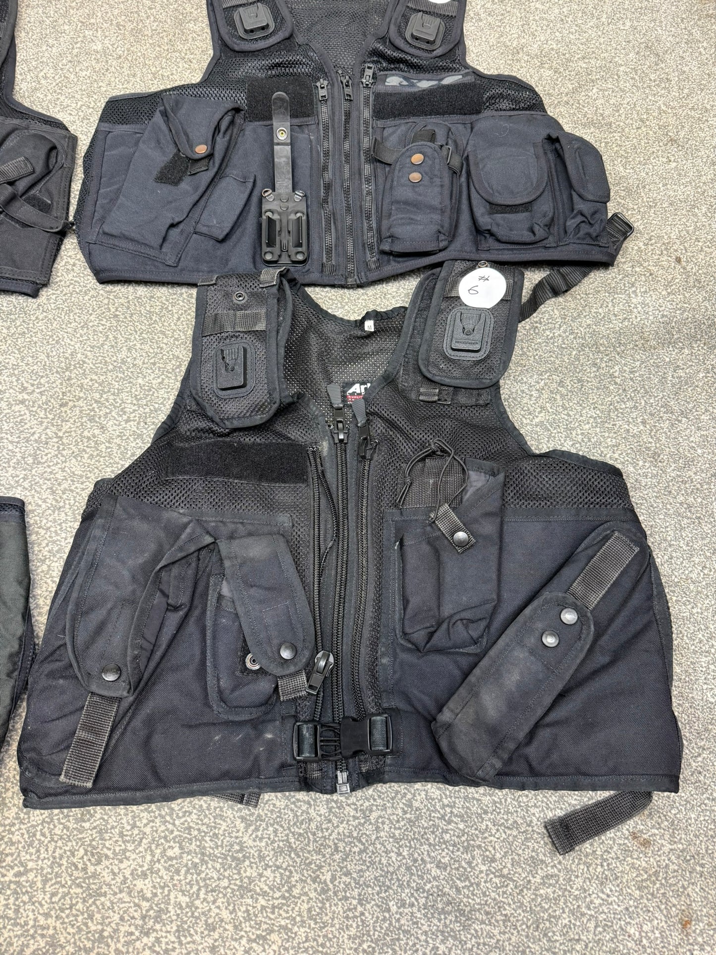 6x Ex Police Black Utility Tac Vest Job Lot Security Equipment Patrol Vests