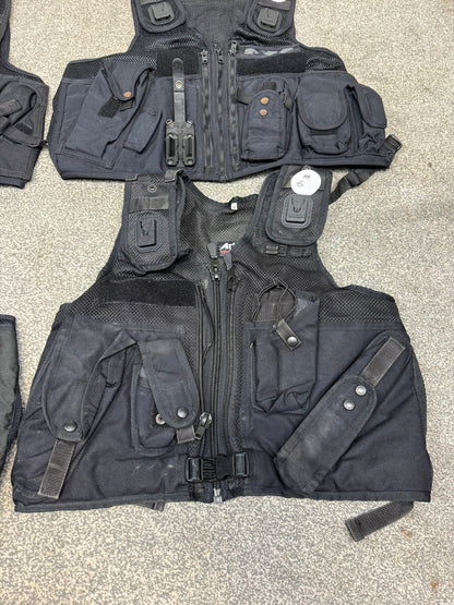 6x Ex Police Black Utility Tac Vest Job Lot Security Equipment Patrol Vests