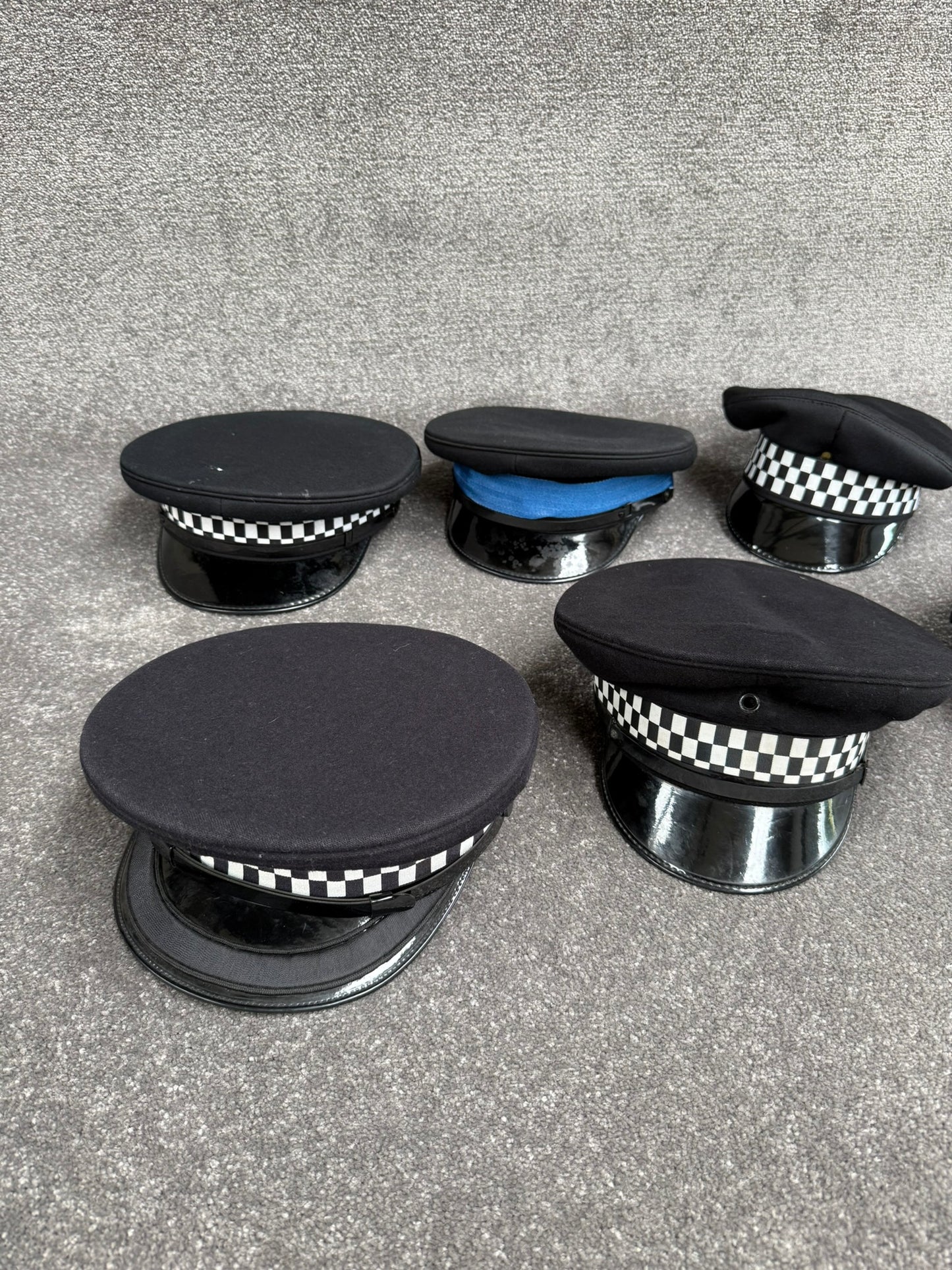Ex Police Peak Cap Hat Job Lot x6 Banded Theatre Headwear Uniform Film Prop Lot