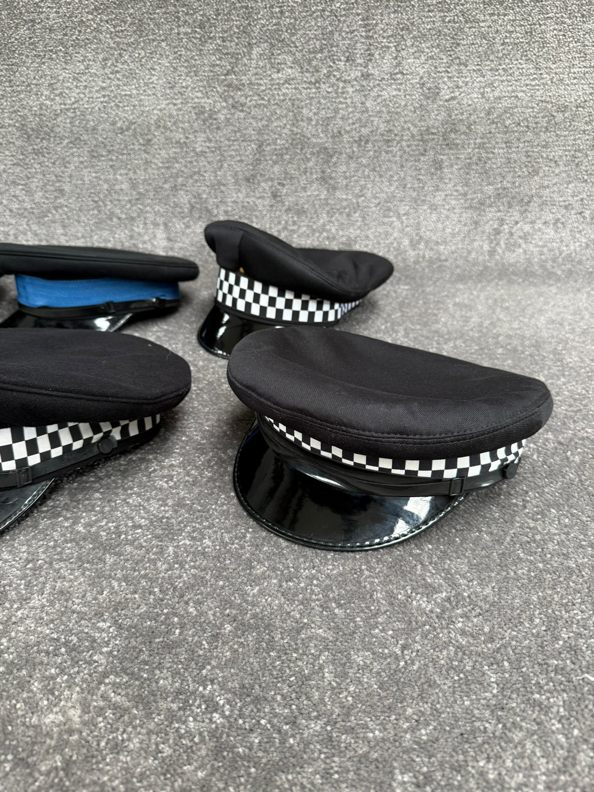 Ex Police Peak Cap Hat Job Lot x6 Banded Theatre Headwear Uniform Film Prop Lot