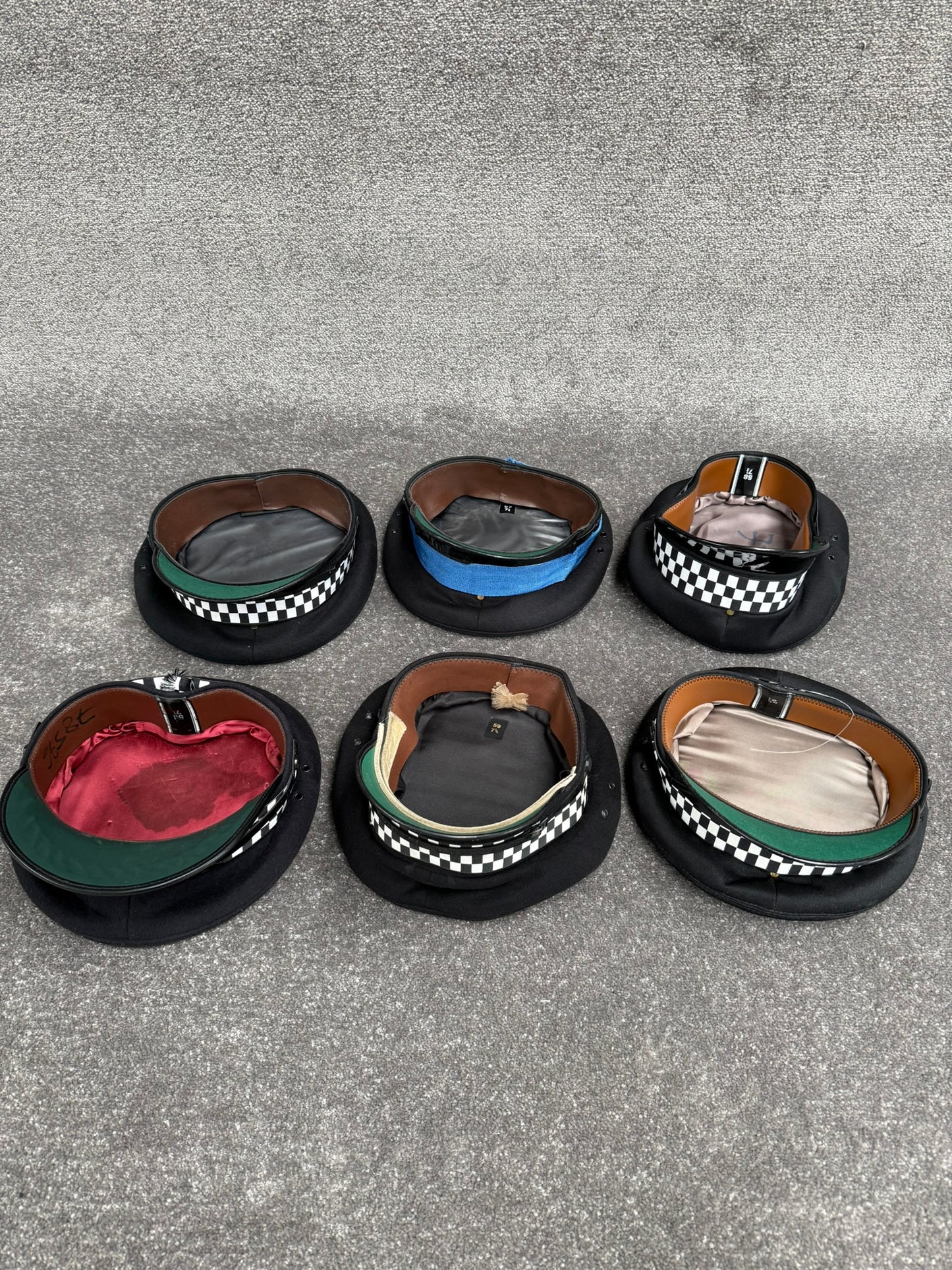 Ex Police Peak Cap Hat Job Lot x6 Banded Theatre Headwear Uniform Film Prop Lot