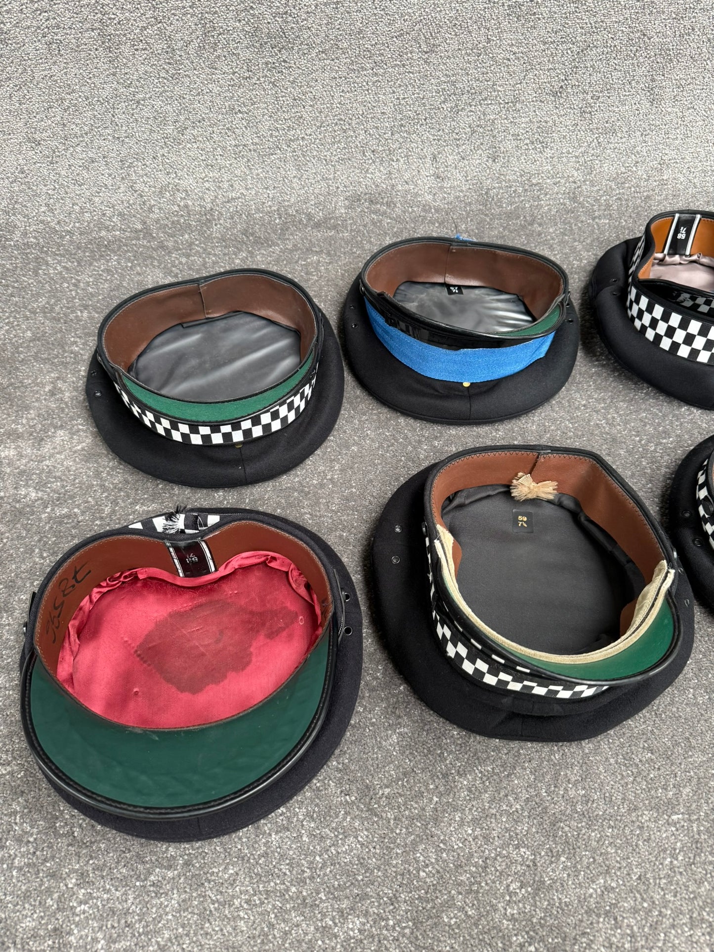 Ex Police Peak Cap Hat Job Lot x6 Banded Theatre Headwear Uniform Film Prop Lot