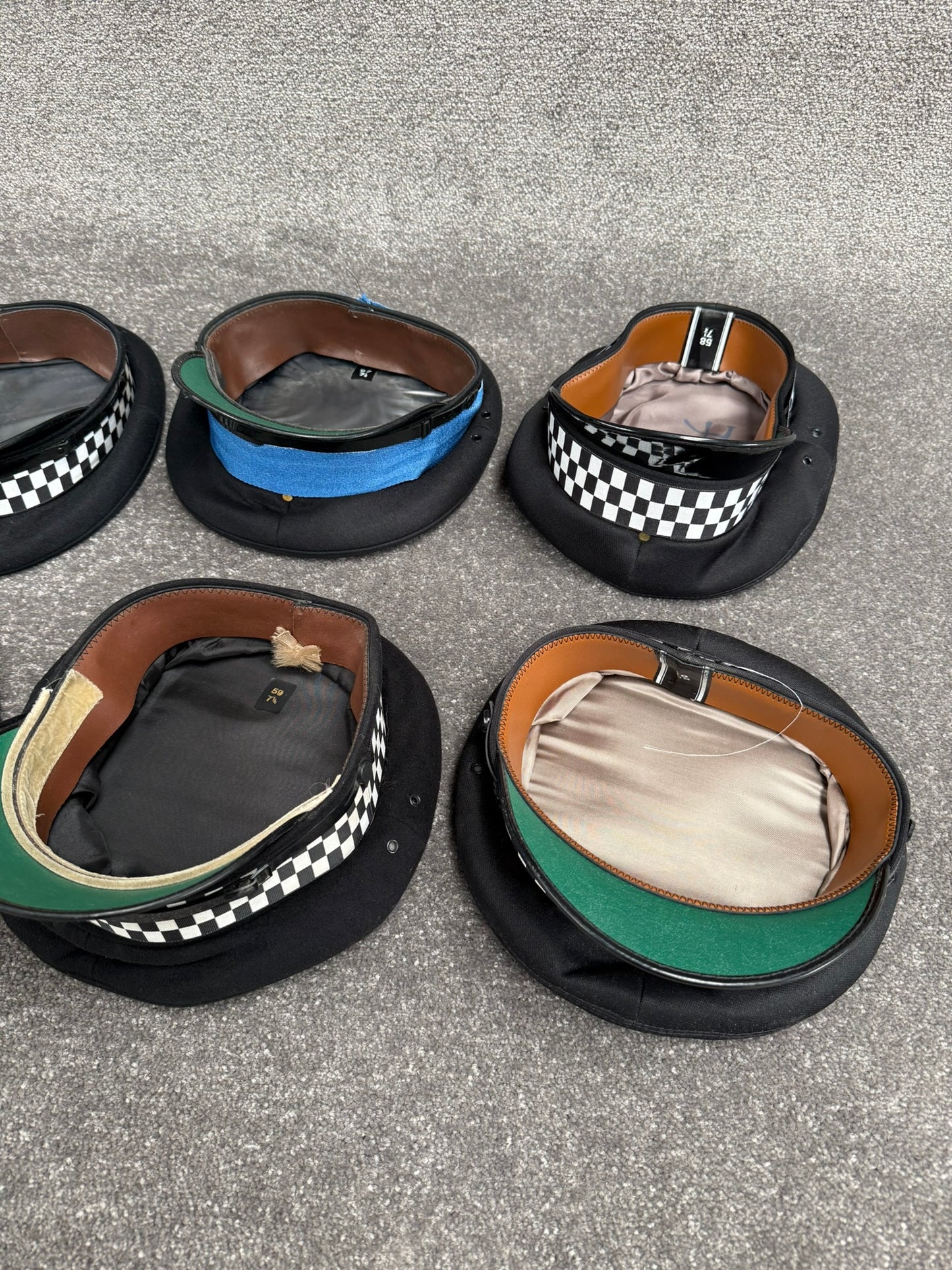 Ex Police Peak Cap Hat Job Lot x6 Banded Theatre Headwear Uniform Film Prop Lot