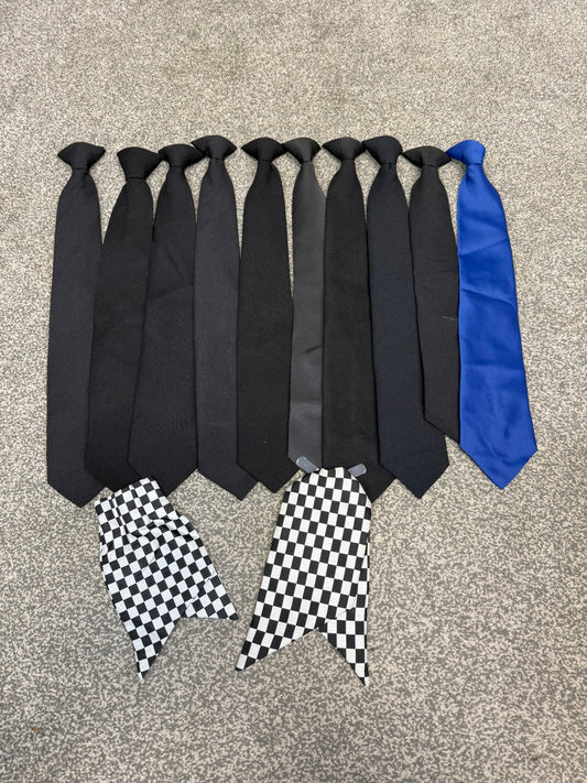 12x Ex Police Clip On Uniform Ties Job Lot Bundle Black, Blue & Cravat