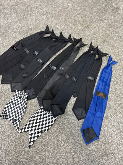 12x Ex Police Clip On Uniform Ties Job Lot Bundle Black, Blue & Cravat