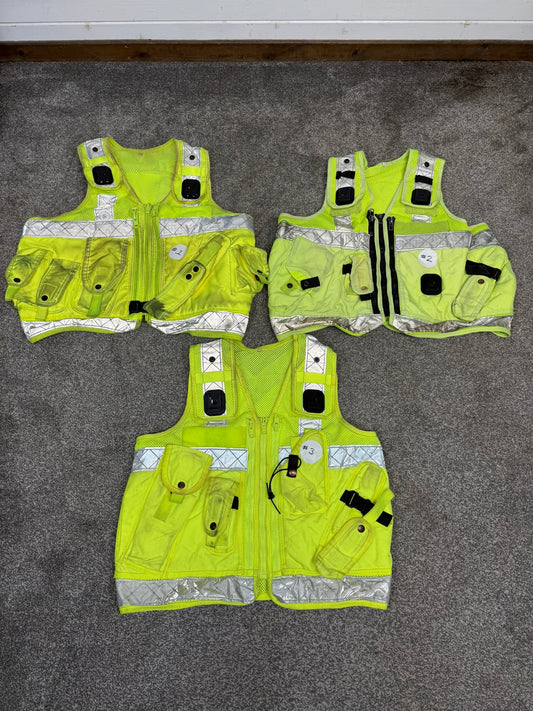 3x Ex Police Hi Vis Utility Tac Vest Job Lot LARGE Security Equipment Patrol Vests