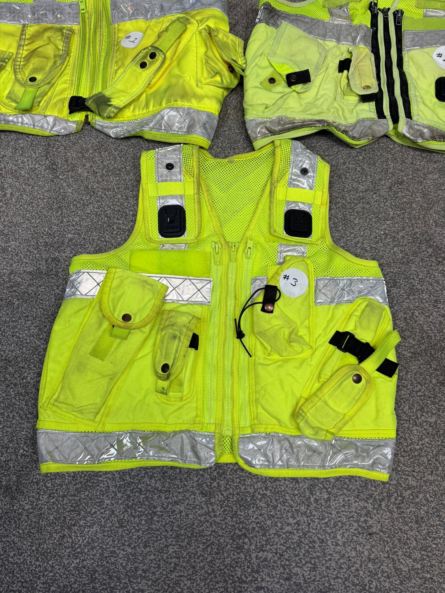 3x Ex Police Hi Vis Utility Tac Vest Job Lot LARGE Security Equipment Patrol Vests