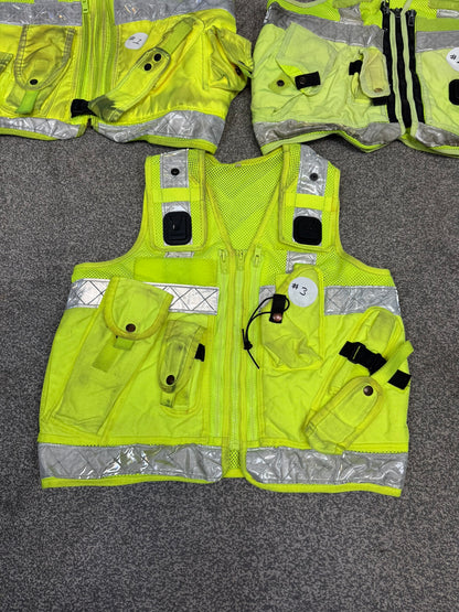 3x Ex Police Hi Vis Utility Tac Vest Job Lot LARGE Security Equipment Patrol Vests