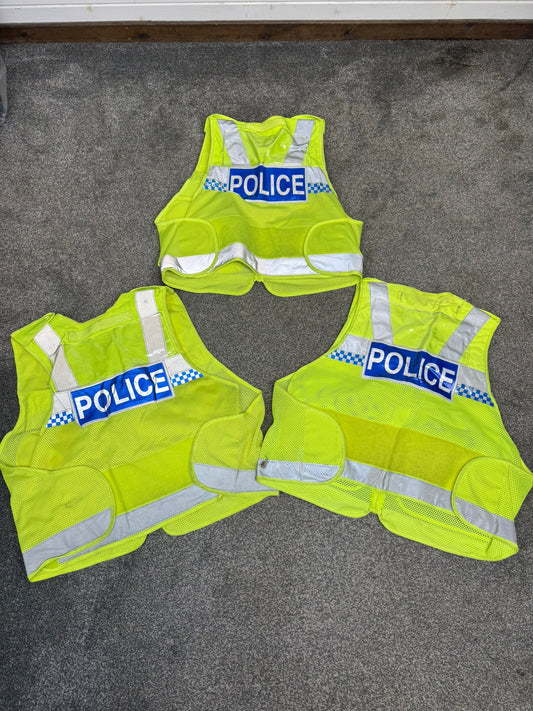 3x Ex Police Hi Vis Protec Utility Tac Vest BADGED Job Lot Equipment Patrol Vests