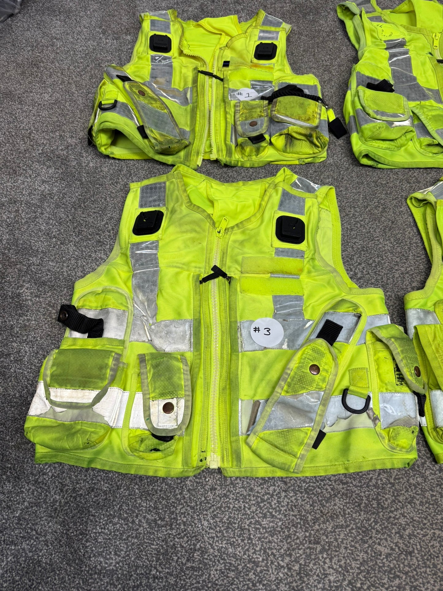 4x Ex Police Hi Vis Utility Tac Vest Job Lot Security Equipment Patrol Vests Grd B