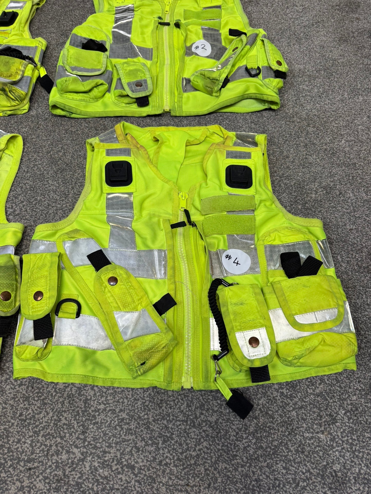 4x Ex Police Hi Vis Utility Tac Vest Job Lot Security Equipment Patrol Vests Grd B