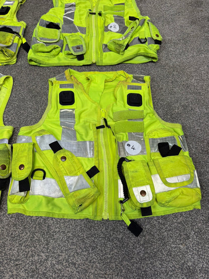4x Ex Police Hi Vis Utility Tac Vest Job Lot Security Equipment Patrol Vests Grd B