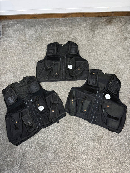 3x Ex Police Black Utility Tac Vest Job Lot Security Equipment Patrol Vests