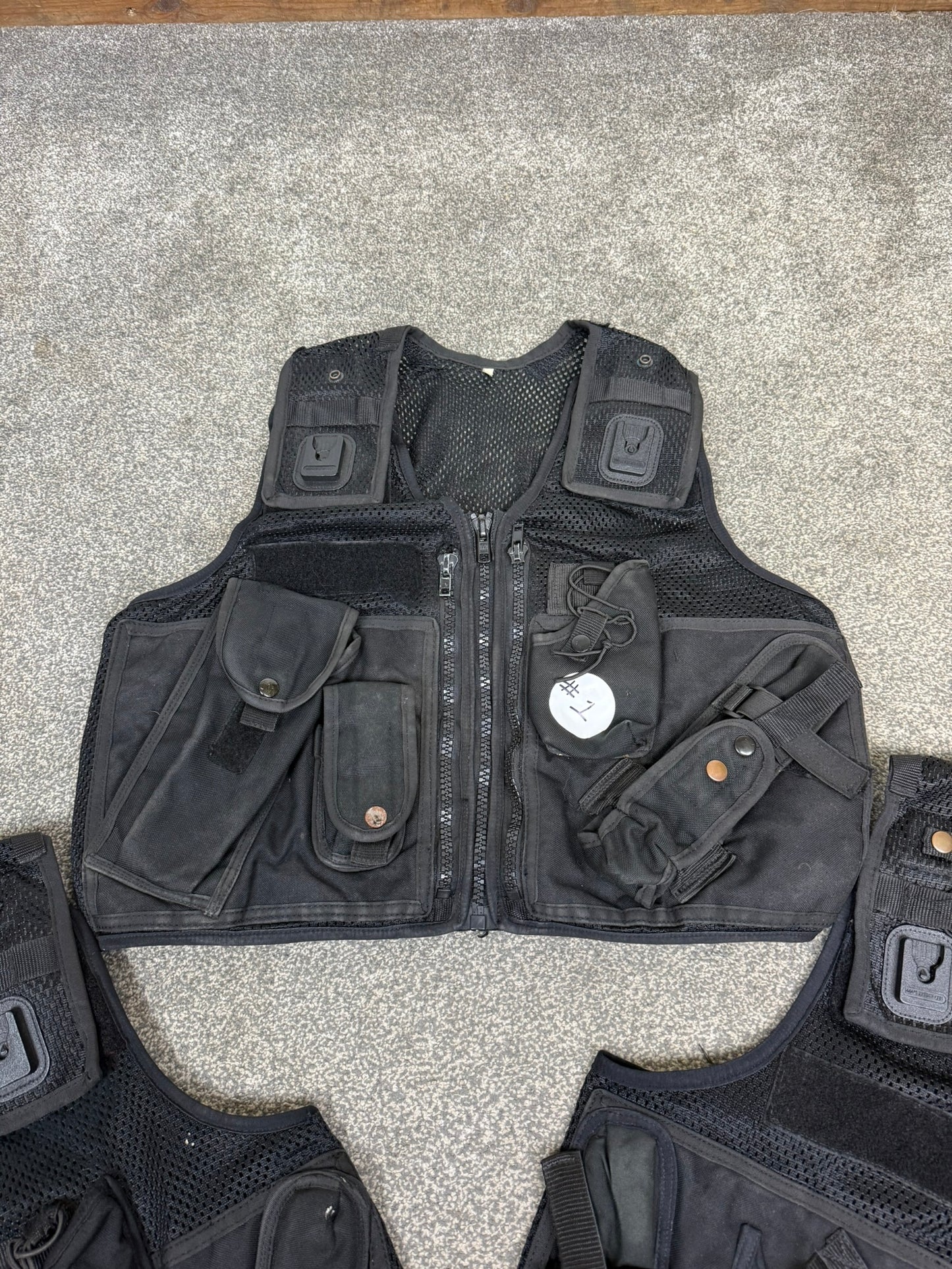 3x Ex Police Black Utility Tac Vest Job Lot Security Equipment Patrol Vests