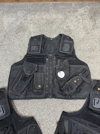3x Ex Police Black Utility Tac Vest Job Lot Security Equipment Patrol Vests