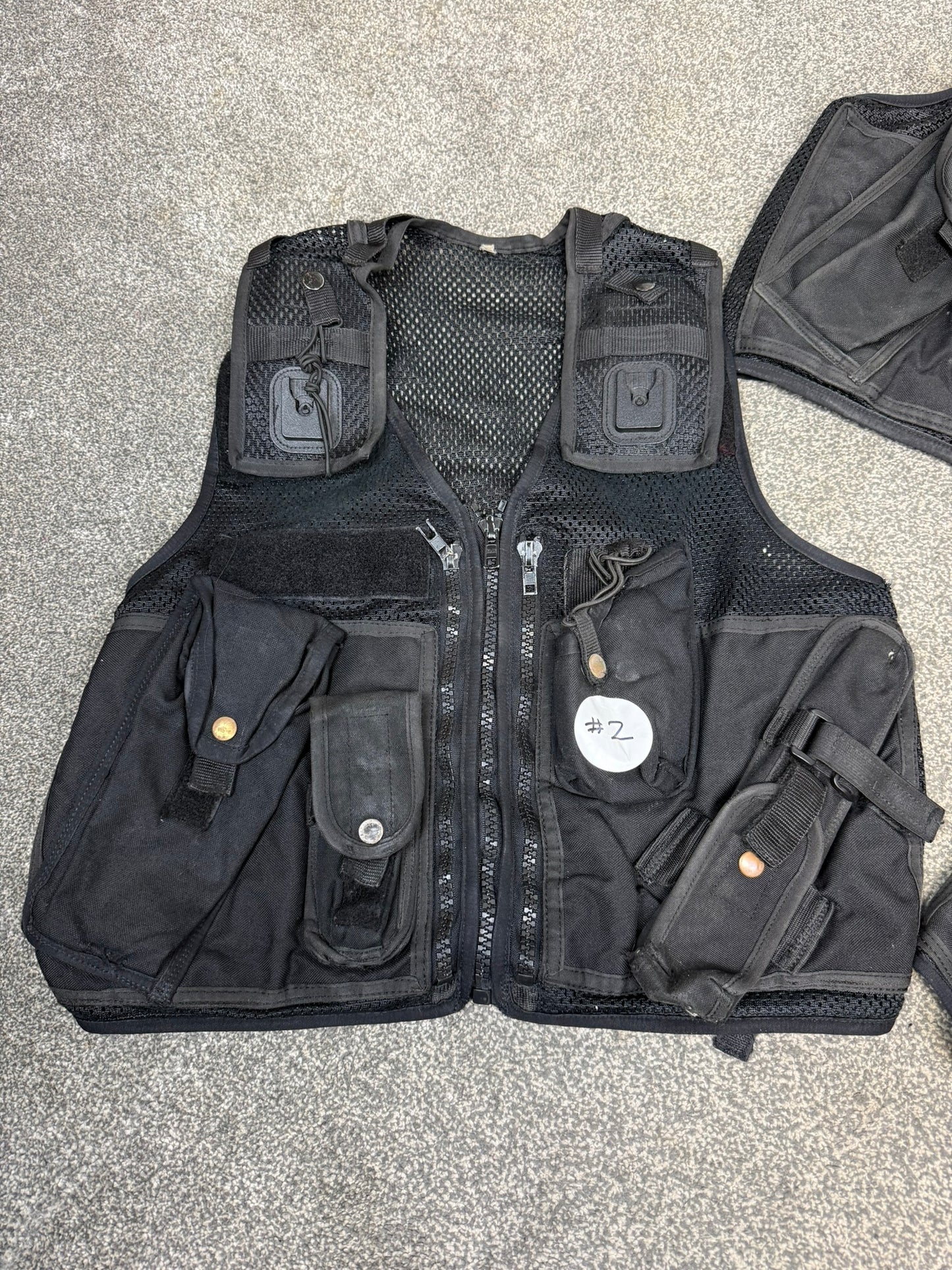 3x Ex Police Black Utility Tac Vest Job Lot Security Equipment Patrol Vests